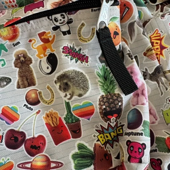 JanSport White Cream Backpack with Food/Animal/Fun Print - Picture 6 of 6
